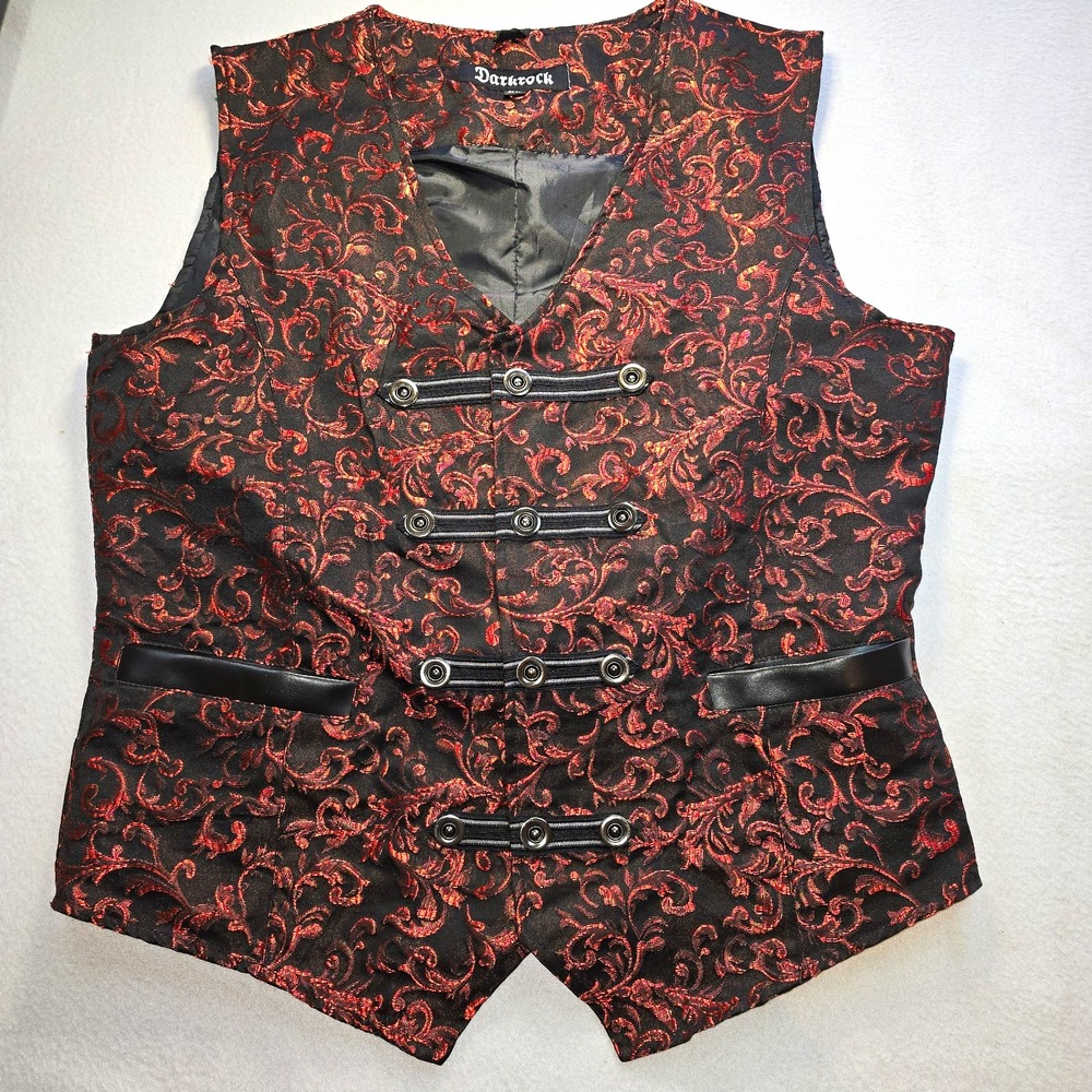 Darkrock Men XL Gothic Steampunk Vest Damask Brocade Vampire Costume Waistcoat..